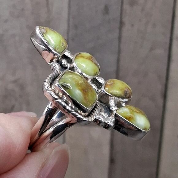 Palomino Turquoise Cluster Ring Size 7 Sterling Silver Southwestern Style - Picture 4 of 9